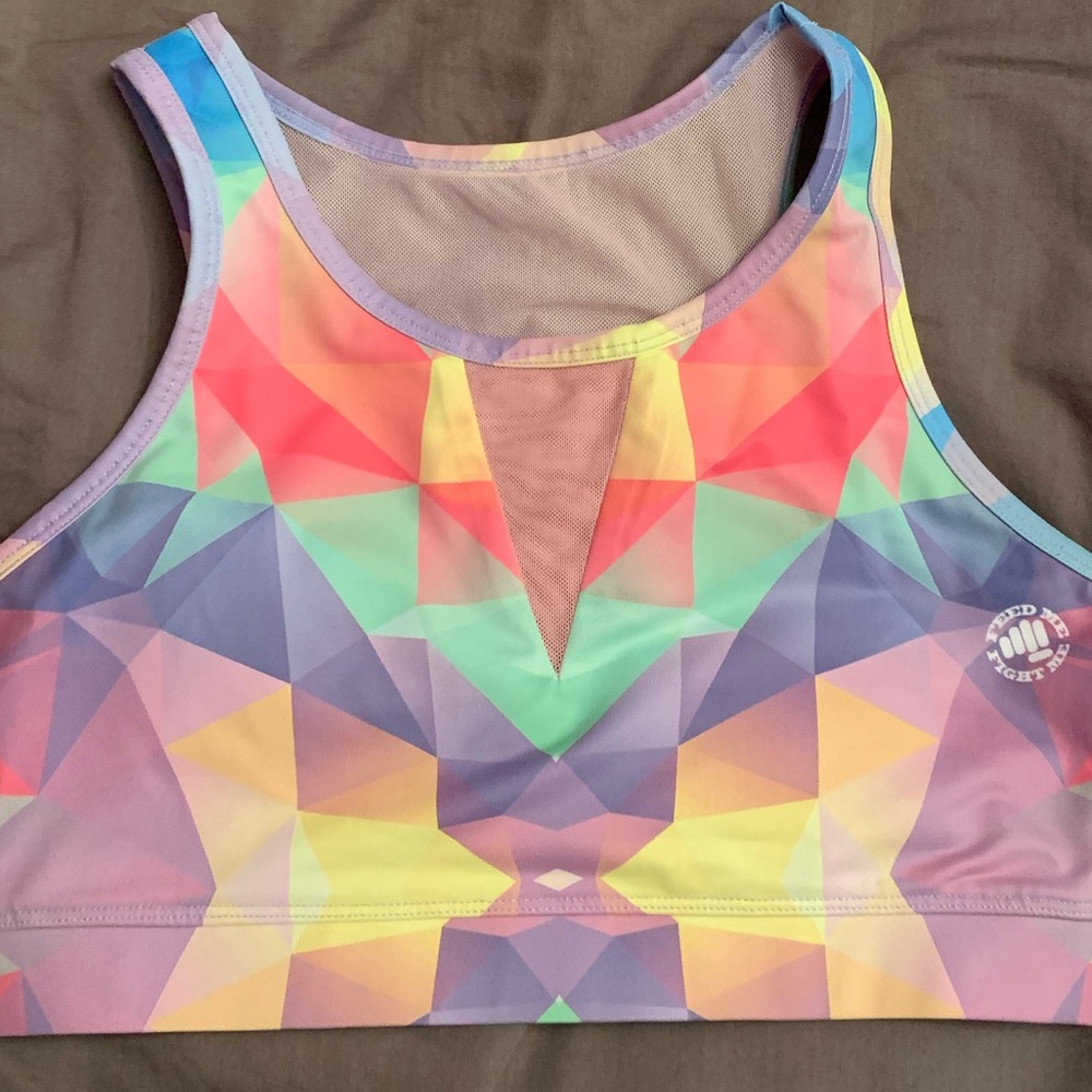 Feed Me Fight Me Geo Neon Sports Bra in M